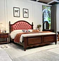 Cama de Madera Capitoné Caoba Dos Plazas y King  - Miniatura 1