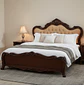 Cama King de Madera Beige Capitoné Estilo Clásico - Miniatura 1