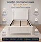 Cama de Madera Blanca Plaza y Media e Individual con Respaldo - Miniatura 3