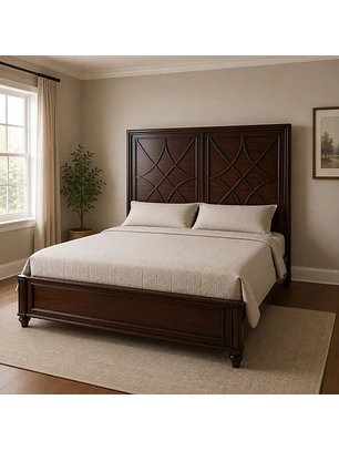 Cama King Roble Americano Premium Base Pino Macizo