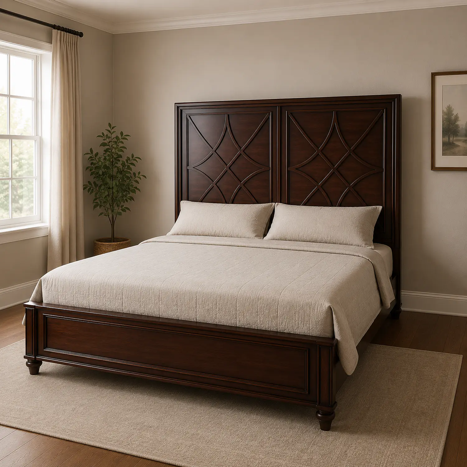 Cama King Roble Americano Premium Base Pino Macizo 1