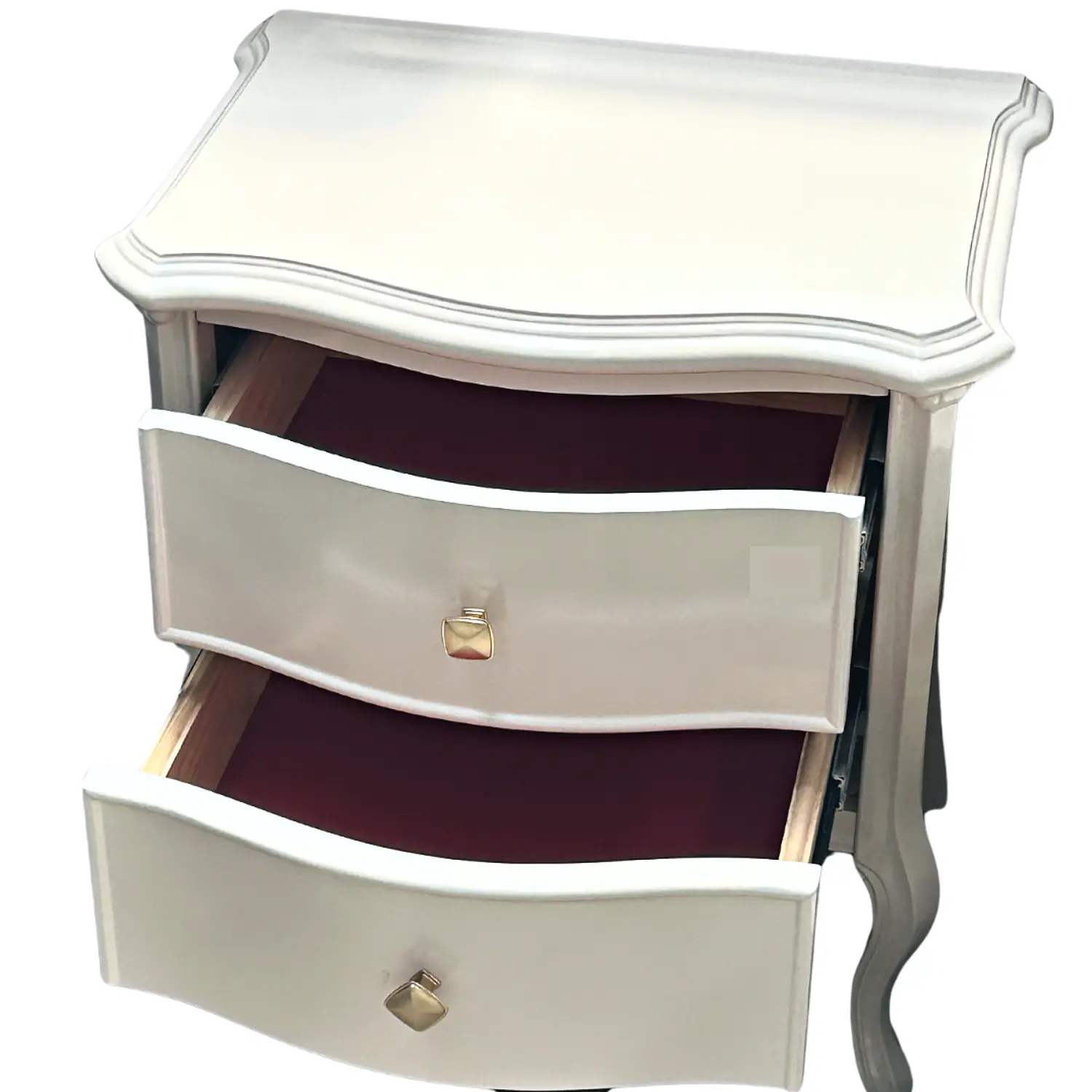 Velador con 2 Cajones Blanco Clásico para Dormitorio y Living 6