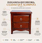 Velador de Madera Color Caoba con 2 Cajones y Tiradores Metálicos Clásicos - Miniatura 3