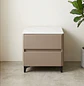 Velador Beige Moderno 2 Cajones MDF Efecto Mármol - Miniatura 3