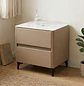 Velador Beige Moderno 2 Cajones MDF Efecto Mármol - Miniatura 1