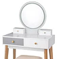 Tocador Blanco con Espejo LED y Cajones Moderno con Asiento - Miniatura 6