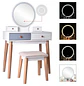 Tocador Blanco con Espejo LED y Cajones Moderno con Asiento - Miniatura 4