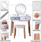 Tocador Blanco con Espejo LED y Cajones Moderno con Asiento - Miniatura 8