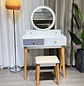 Tocador Blanco con Espejo LED y Cajones Moderno con Asiento - Miniatura 2