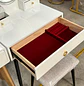 Tocador Blanco con Espejo Led Ovalado Base Metálica Cajón y Asiento - Miniatura 8