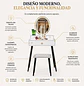 Tocador Blanco con Espejo Led Ovalado Base Metálica Cajón y Asiento - Miniatura 3