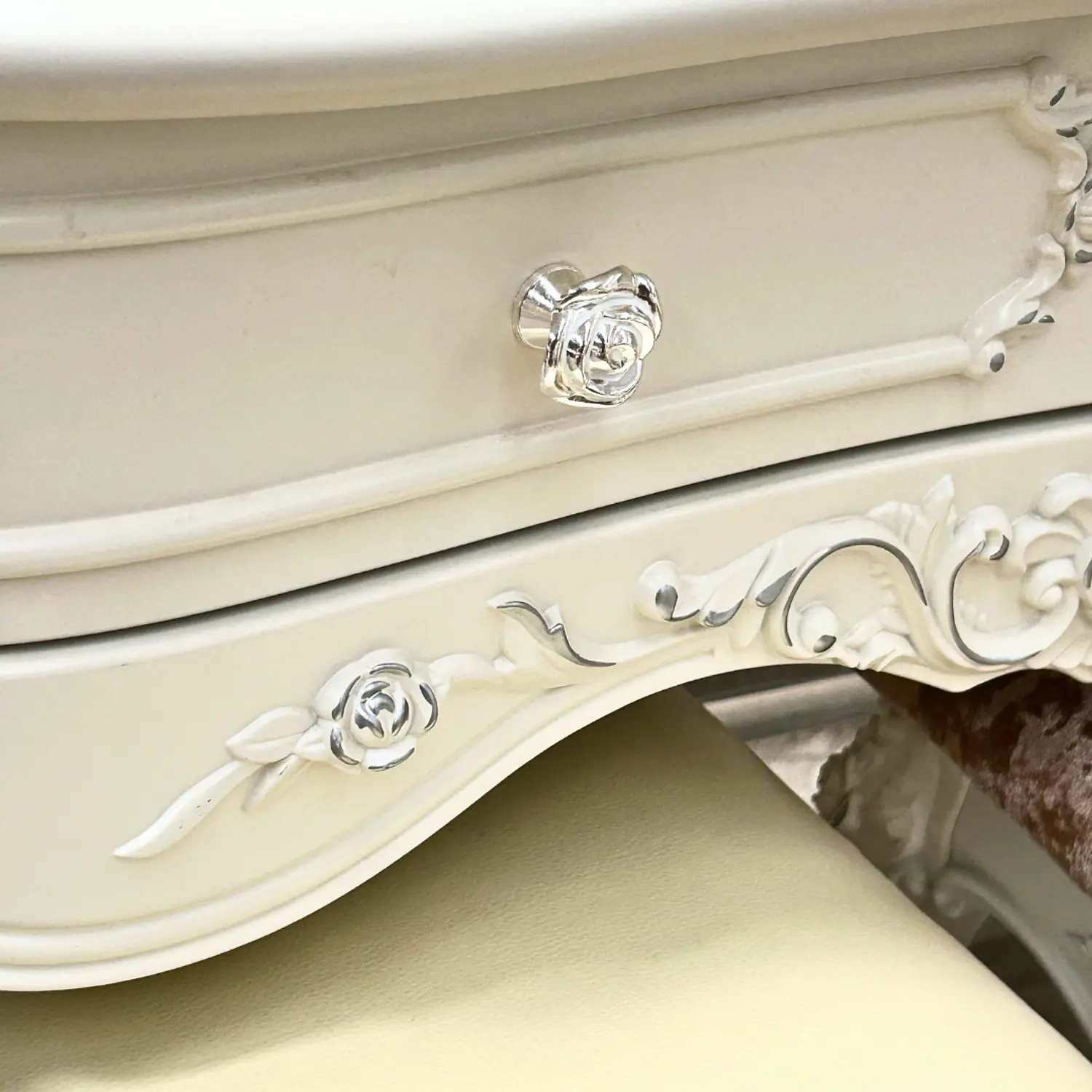 Tocador Vintage Blanco con Espejo Incluye Asiento 10