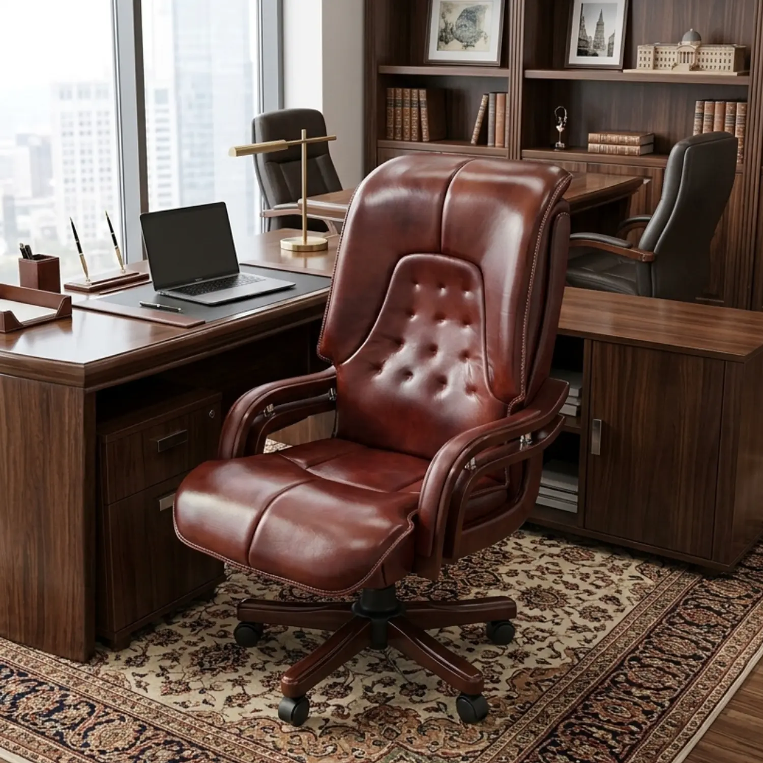 Silla de Escritorio Gerencial Capitoné Ergonómica Ejecutiva Premium para Oficina y Home Office 2