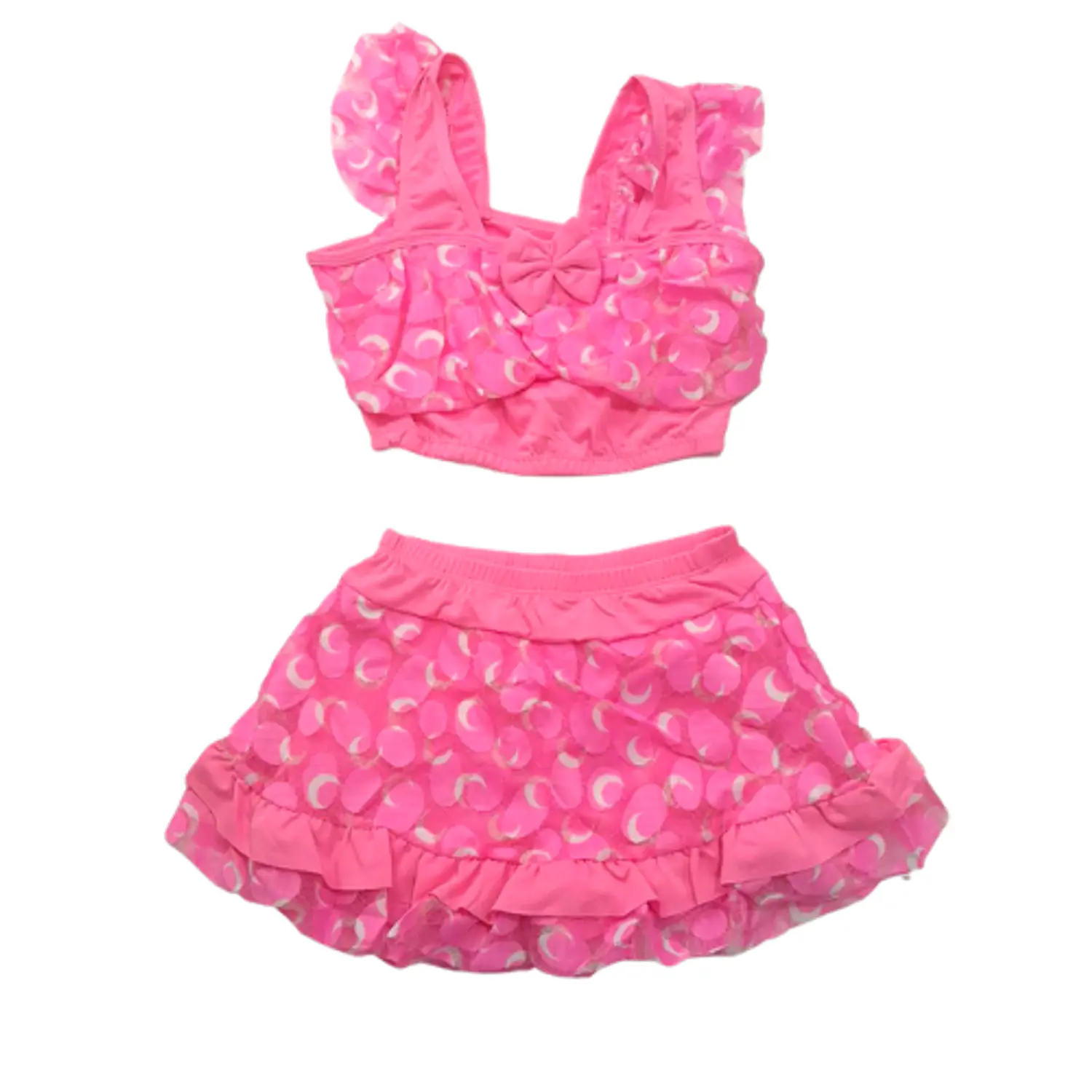 Traje de Baño Infantil Rosa con Vestido y Pantaloncillo para Niña UV 4