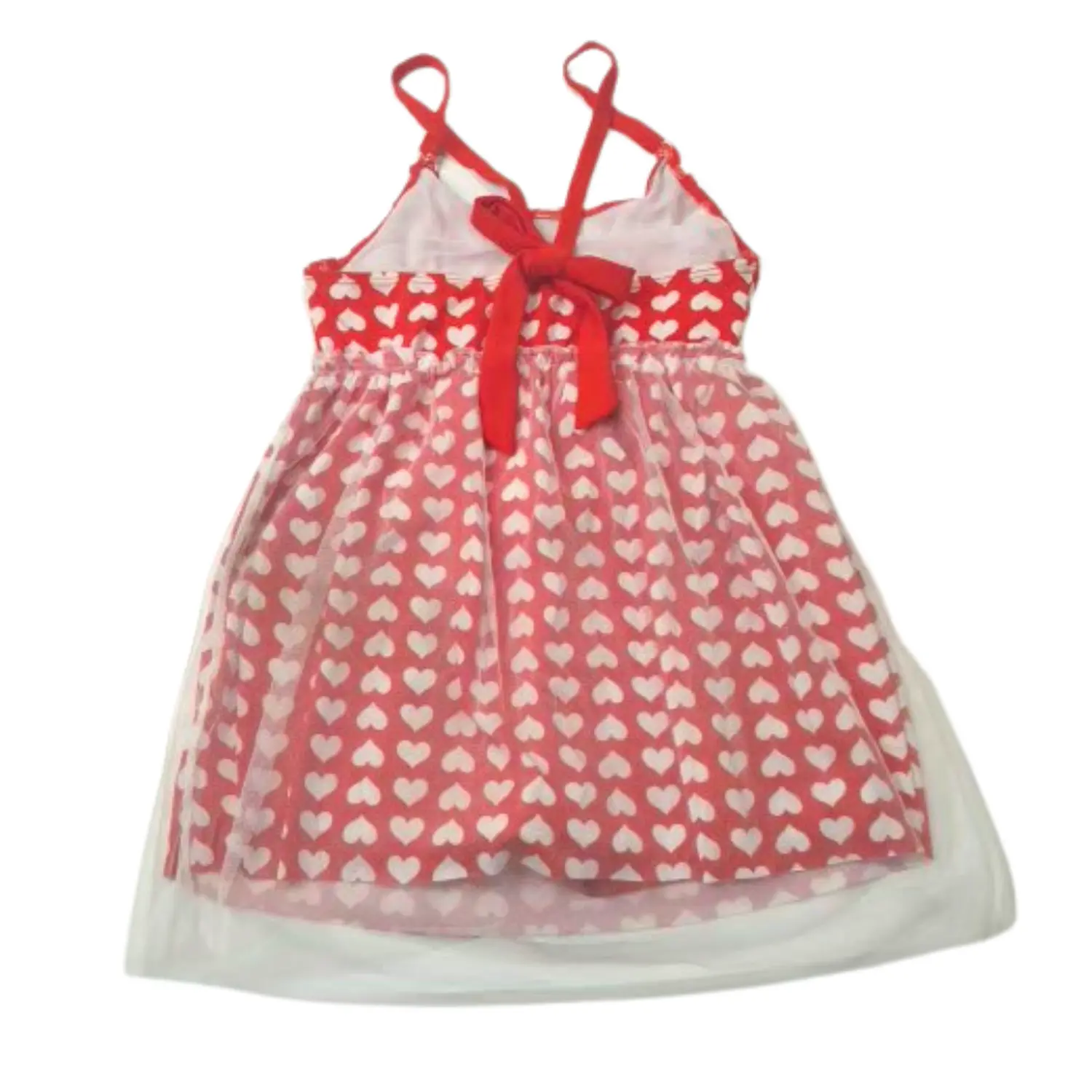 Traje de Baño Infantil Vestido con Short Corazones Rojo M 5