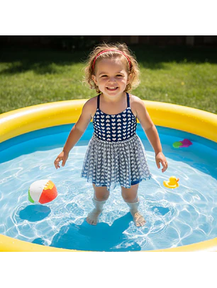 Traje de Baño Vestido Azul Marino con Corazones Talla M