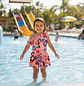 Traje de Baño Vestido Rosado para Niña con Short y Gorrito - Miniatura 2