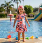Traje de Baño Vestido Rosado para Niña con Short y Gorrito - Miniatura 1