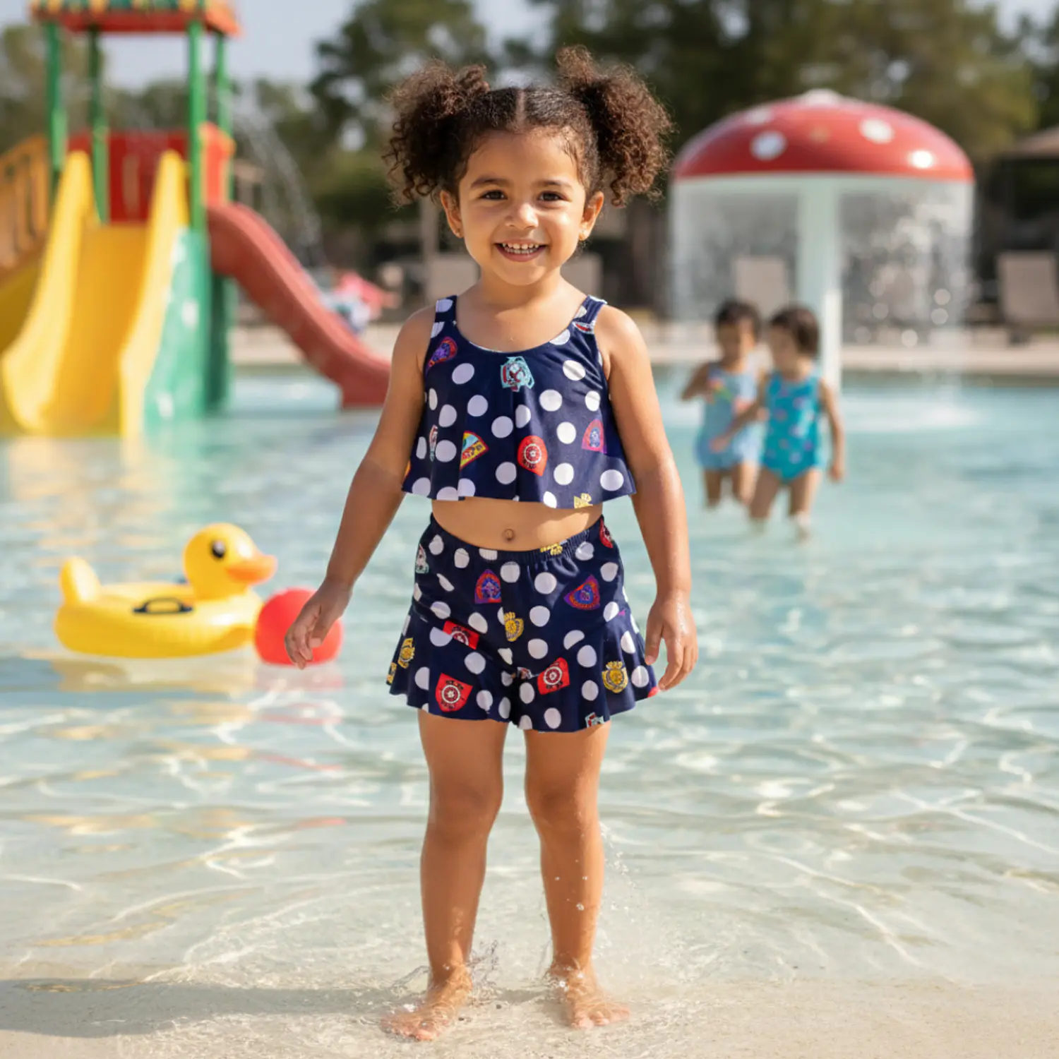 Traje de Baño Infantil 2 Piezas con Short para Niña Azul L 2