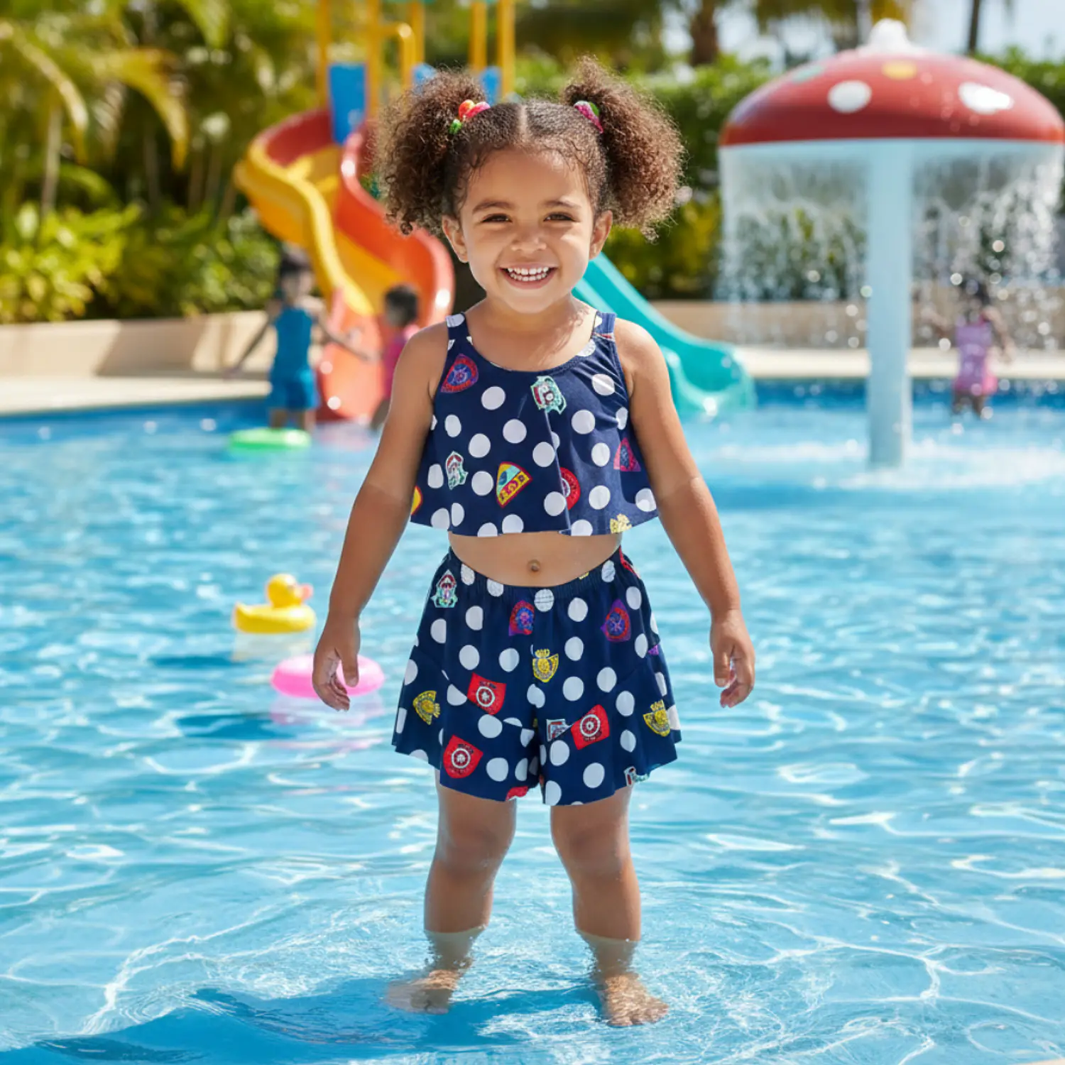 Traje de Baño Infantil 2 Piezas con Short para Niña Azul L 1
