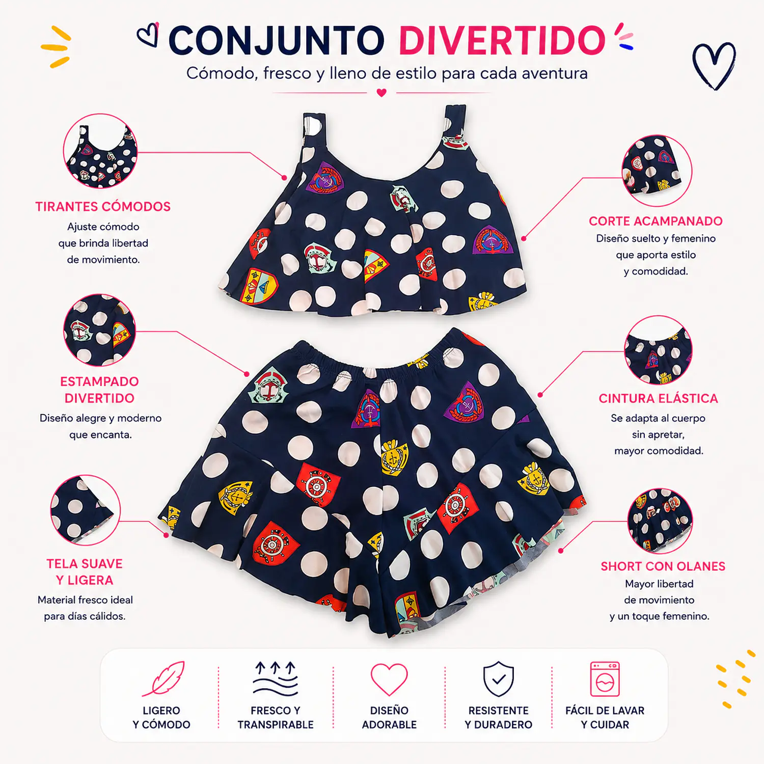 Traje de Baño Infantil 2 Piezas con Short para Niña Azul L 3