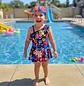 Traje de Baño Infantil Azul con Falda Short y Sombrero - Miniatura 1