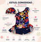 Traje de Baño Infantil Azul con Falda Short y Sombrero - Miniatura 3