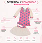 Traje de Baño de Niña Rosado con Falda Tutú y Mangas Largas UV - Miniatura 2