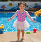 Traje de Baño de Niña Rosado con Falda Tutú y Mangas Largas UV - Miniatura 1