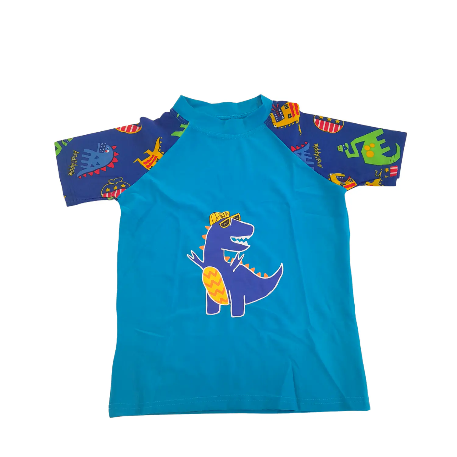 Traje de Baño Dinosaurio Azul con Gorro UV Infantil 5