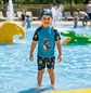 Traje de Baño Dinosaurio Azul con Gorro UV Infantil - Miniatura 1
