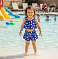 Traje de Baño para Niñas 2 Piezas Azul con Short Talla L - Miniatura 1