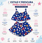 Traje de Baño para Niñas 2 Piezas Azul con Short Talla L - Miniatura 2