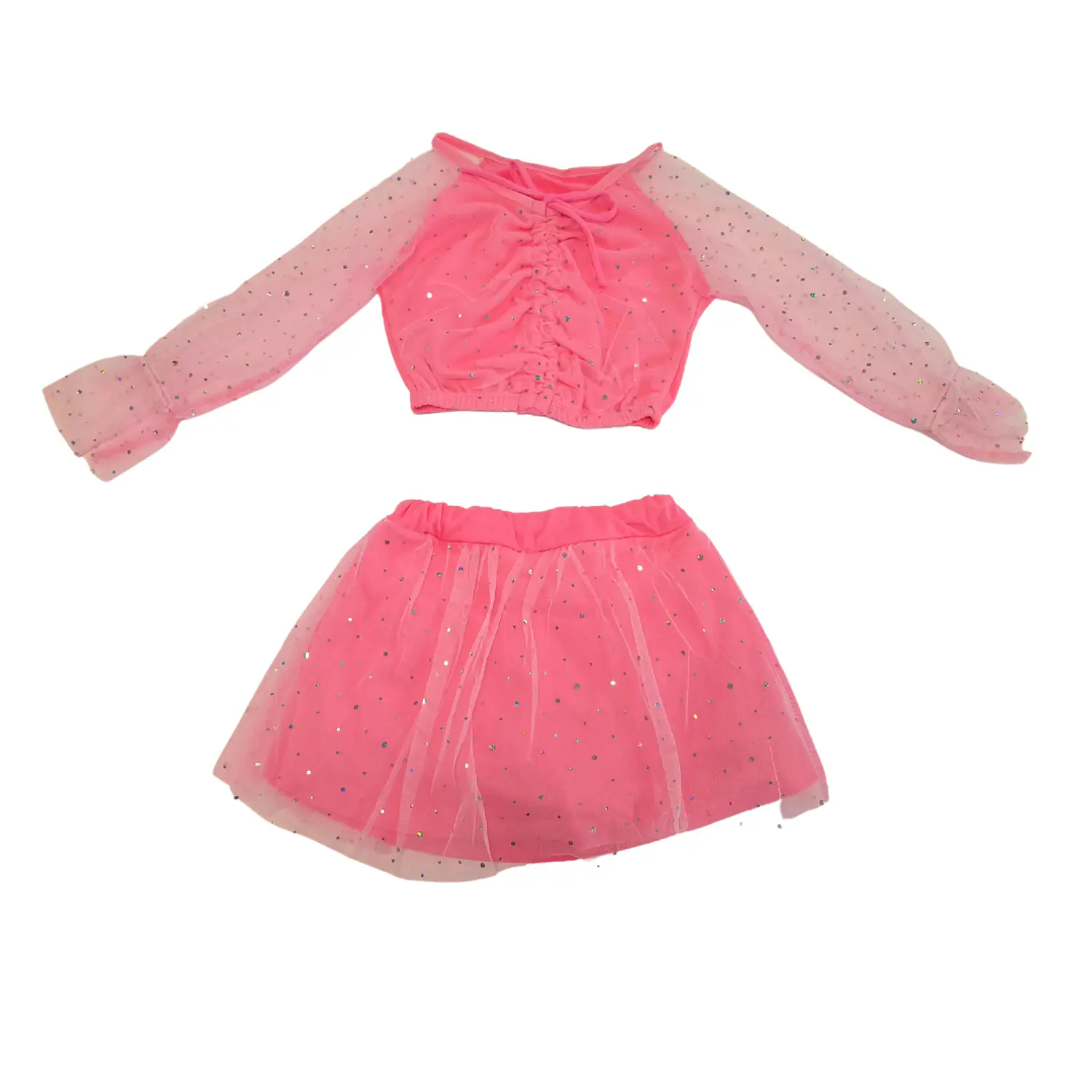 Traje de Baño Niña Rosado Manga Larga con Short Talla M 2
