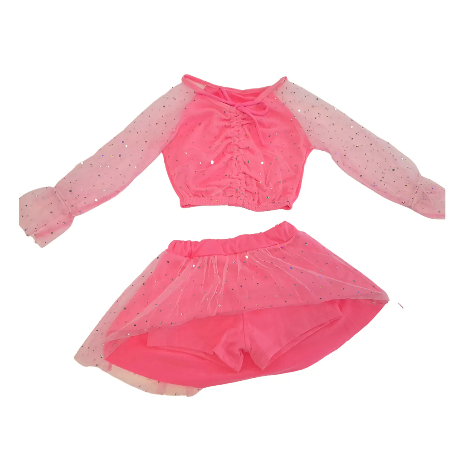 Traje de Baño Niña Rosado Manga Larga con Short Talla M 4