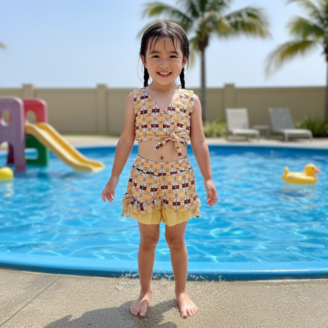 Traje de Baño para Niñas 2 Piezas con Short y Falda