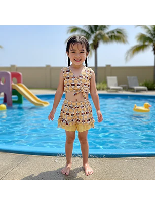 Traje de Baño para Niñas 2 Piezas con Short y Falda