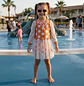 Traje de Baño Niña Manga Larga Melón con Tul y Lunares - Miniatura 1