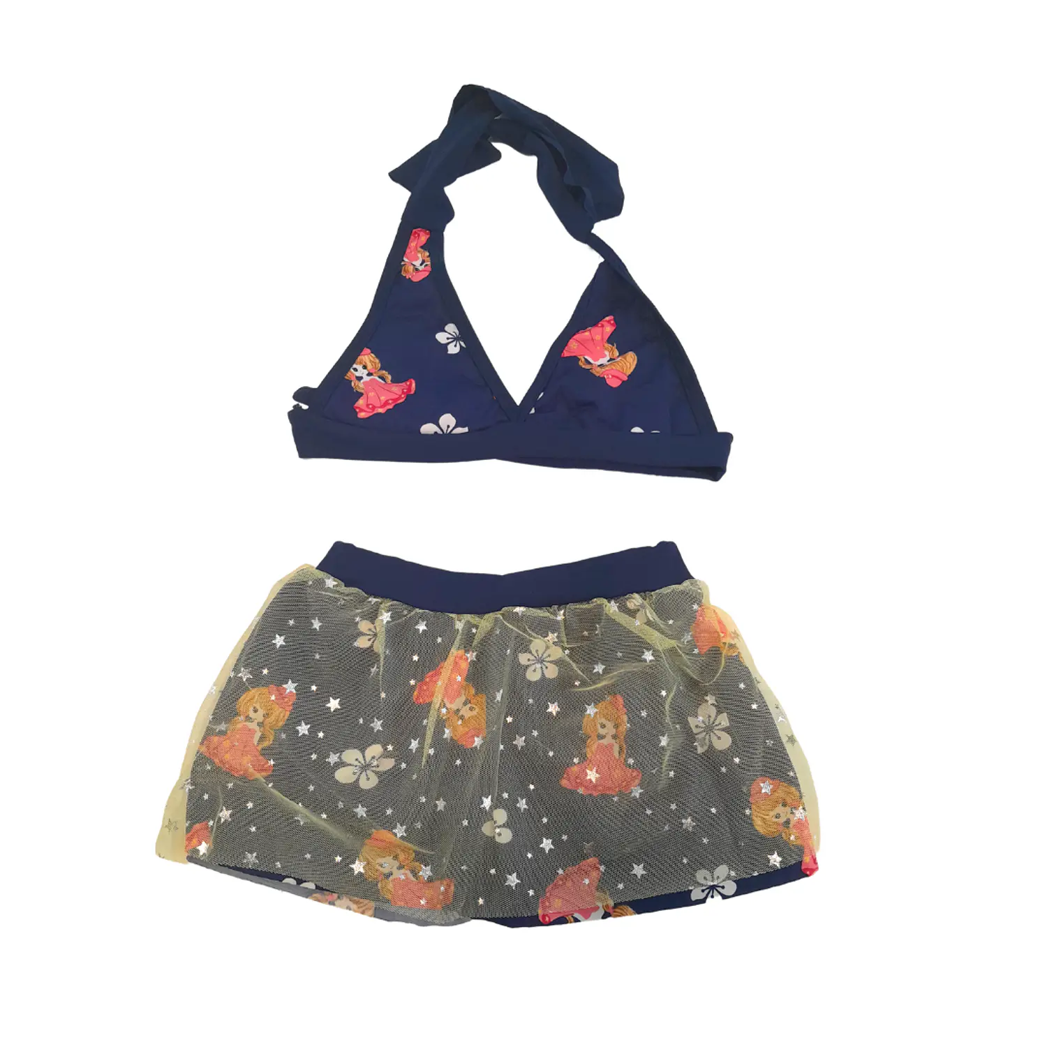 Traje de Baño para Niña con Tul y Top Princesa Azul Talla S 3
