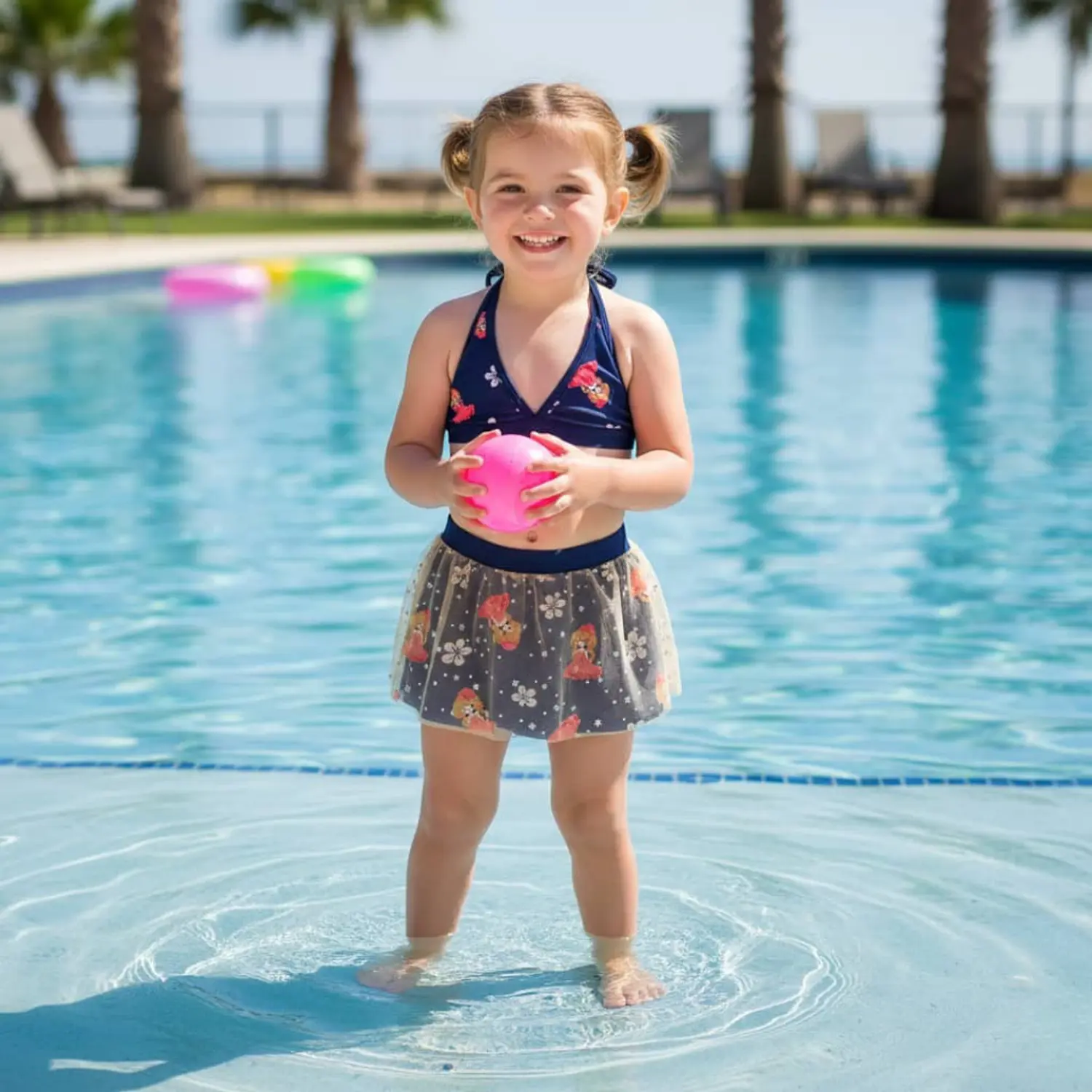 Traje de Baño para Niña con Tul y Top Princesa Azul Talla S 1