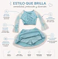 Traje de Baño Niña 2 Piezas Tul y Lentejuelas Manga Larga - Miniatura 2