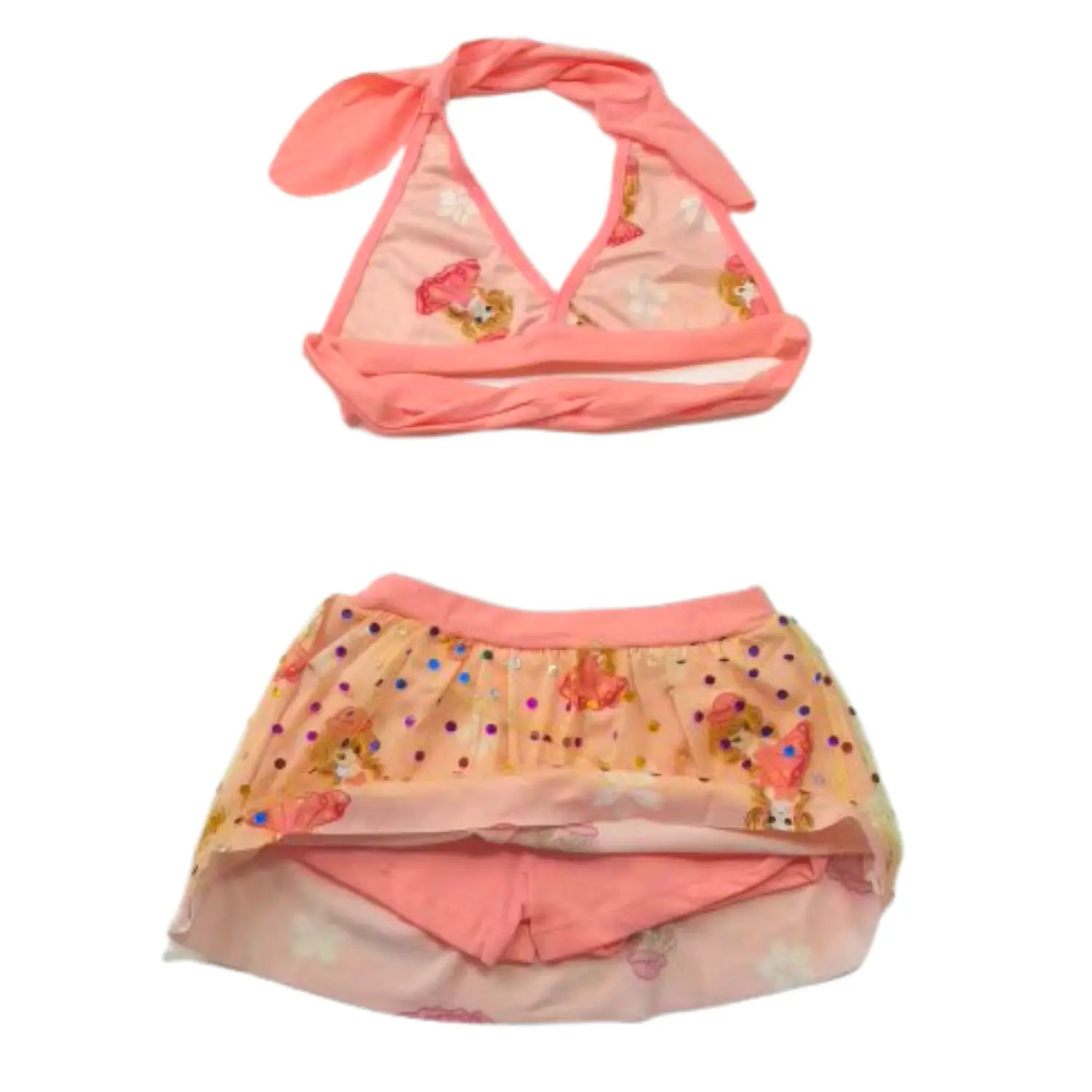 Traje de Baño Niña 2 Piezas Rosado con Falda Talla S 3
