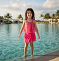 Traje de Baño Niña 2 Piezas Fucsia con Tul y Brillos - Miniatura 1