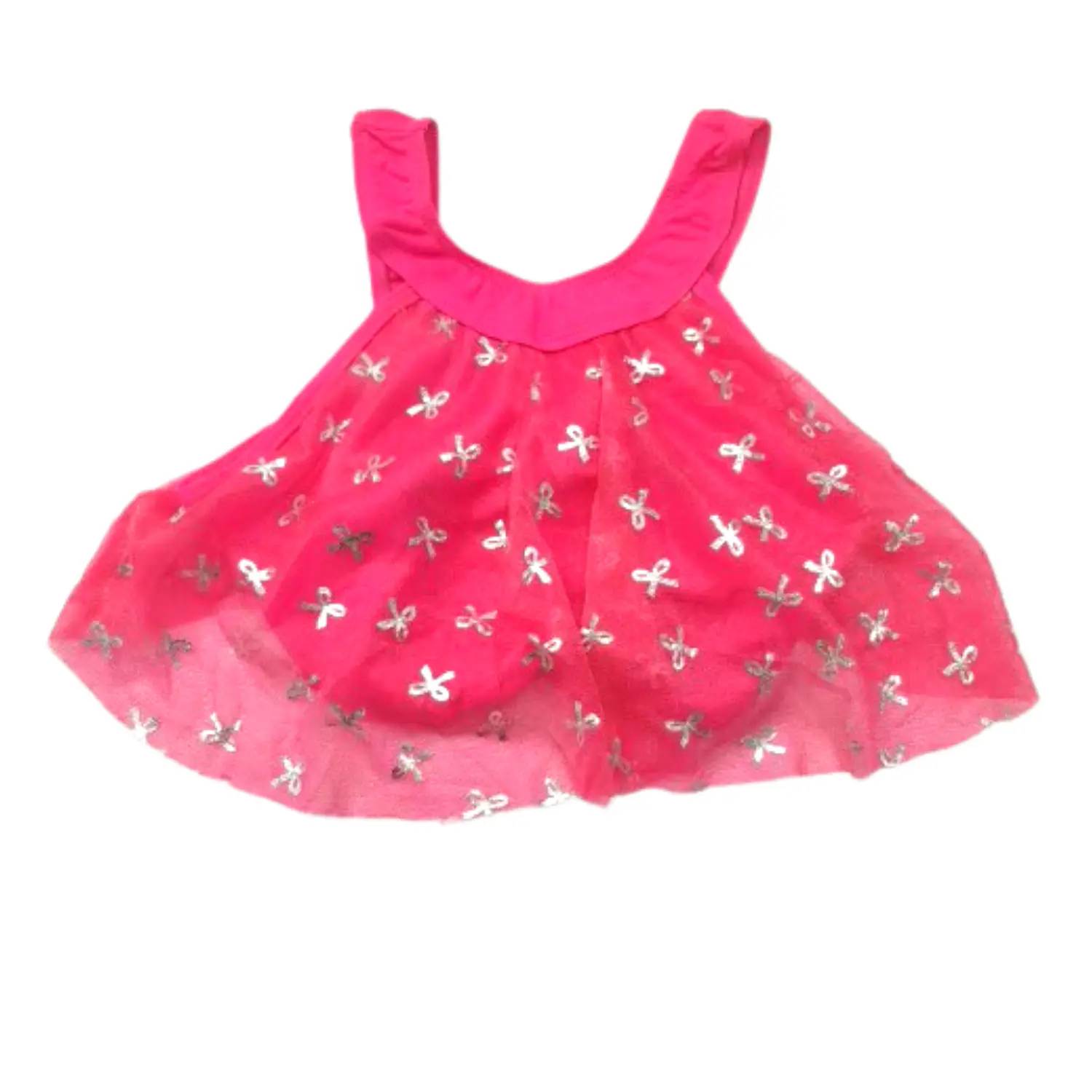 Traje de Baño Niña 2 Piezas Fucsia con Tul y Brillos 5