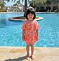 Traje de Baño Niña con Falda y Short Estampado Naranjas - Miniatura 2