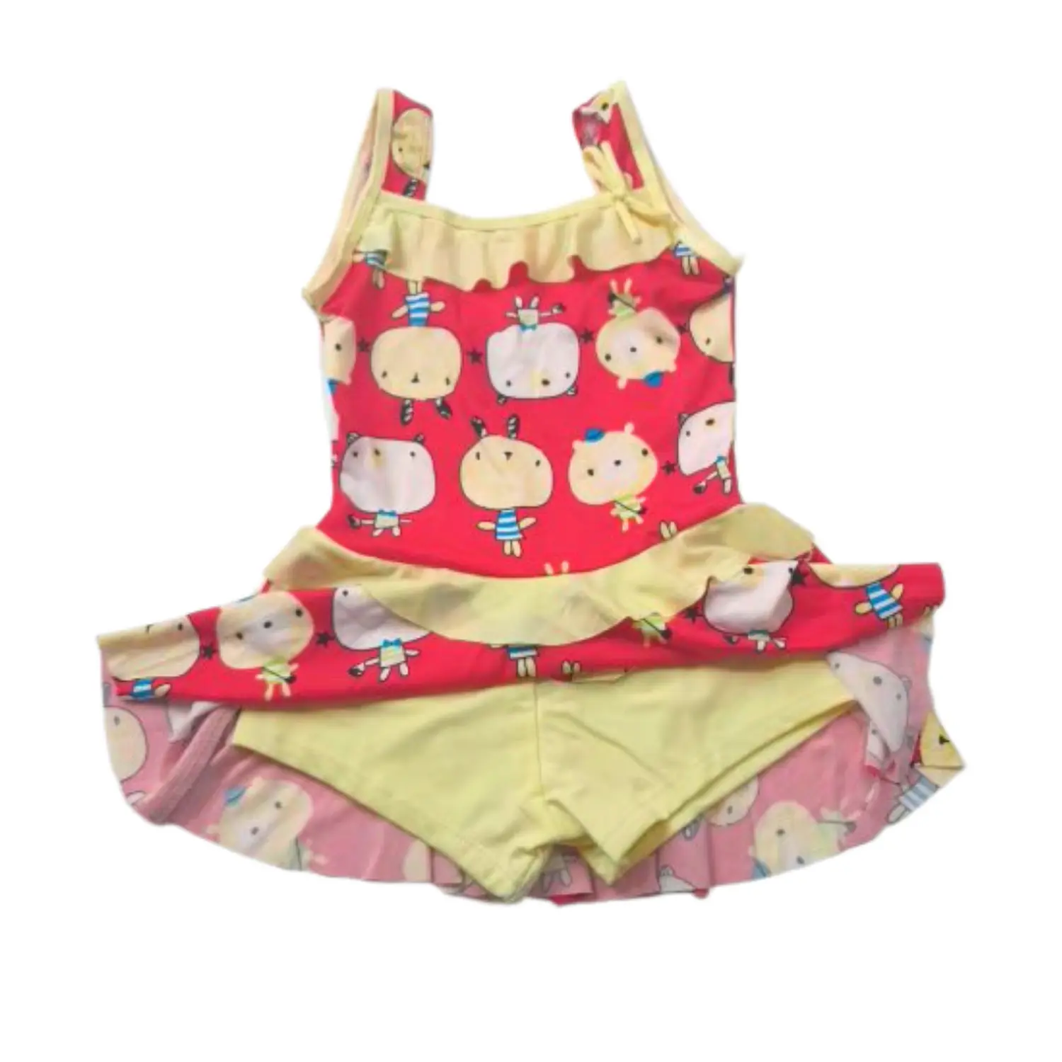 Traje de Baño Niña 1 Pieza con Short Rojo Infantil 4