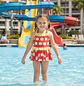 Traje de Baño Niña 1 Pieza con Short Rojo Infantil - Miniatura 1