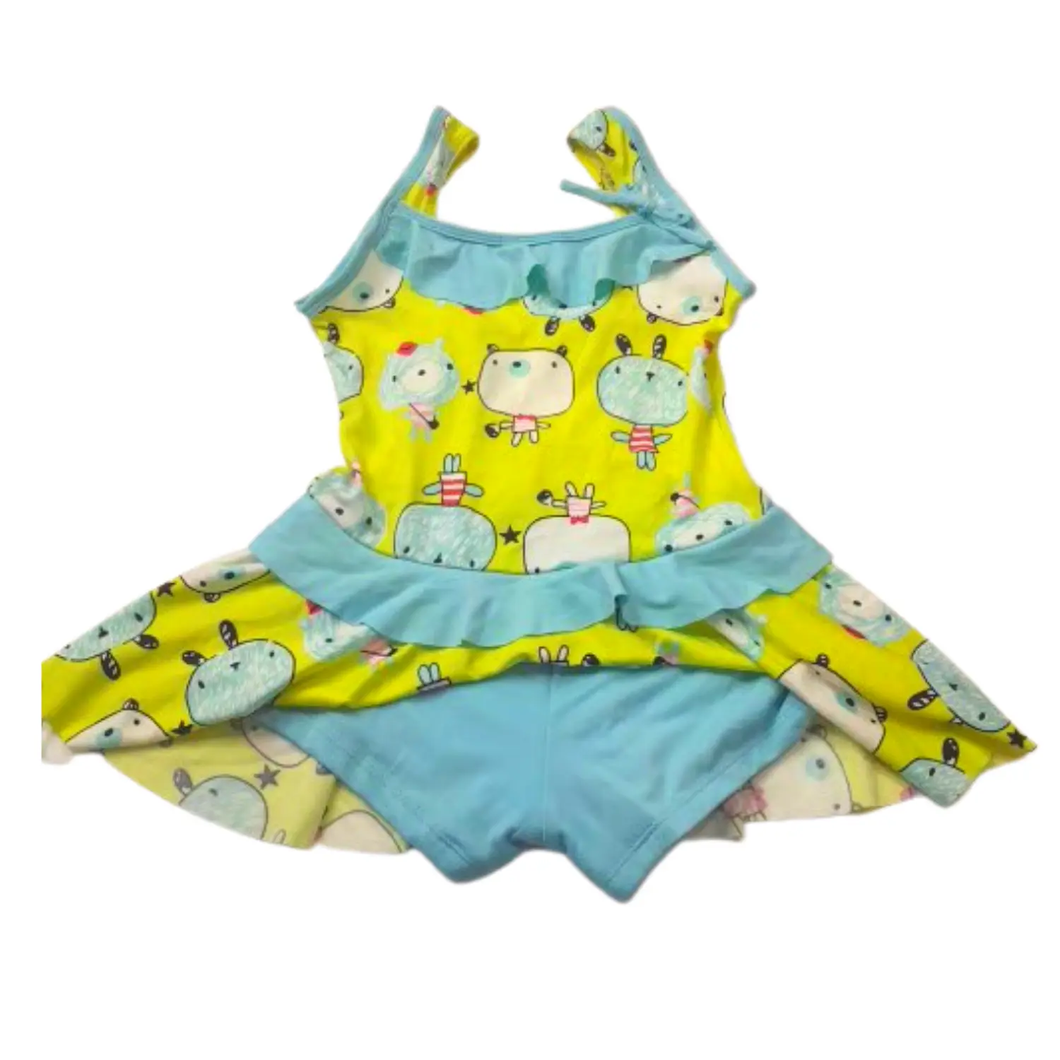 Traje de Baño Niña 1 Pieza con Short y Volantes  4