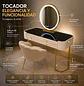 Tocador LED Moderno con Cubierta Negra y Silla de Felpa - Miniatura 2