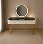 Tocador LED Moderno con Cubierta Negra y Silla de Felpa - Miniatura 3
